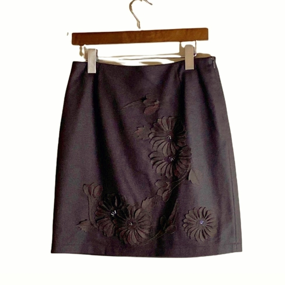 Moschino Brown Embellished Mini Pencil Skirt